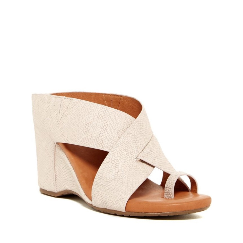 Gentle Souls Inna Snake Print Leather Wedge Sandals.